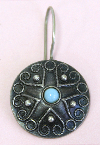 Серьга Металл, бирюза СССР, 70-е годы XX века 1970 г инфо 3279k.