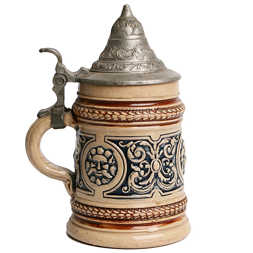 Кружка пивная (Керамика, олово - Германия (?), первая половина ХХ века) 1904 г инфо 6217g.
